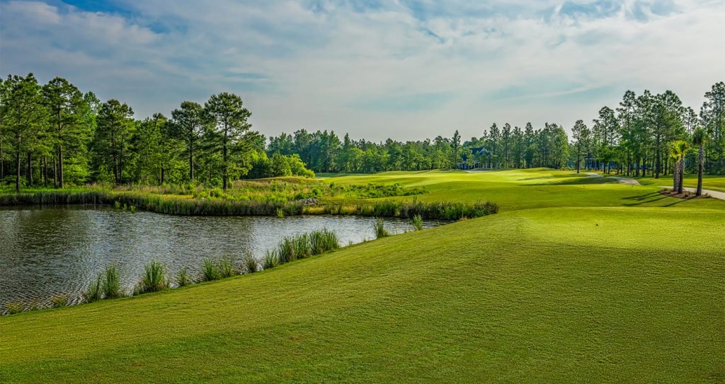 Pond on a golf course.